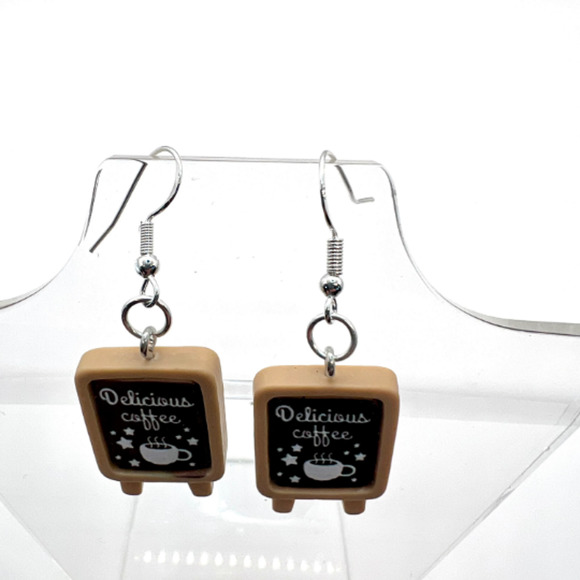 Cafe Sign Earrings - Coffee Earrings - Cafe Earrings - Barista Earrings - Picture 5 of 8